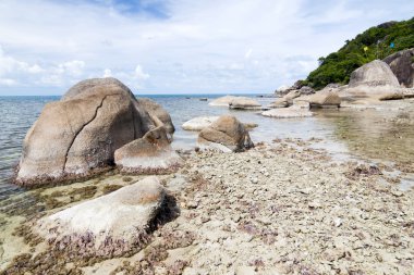 koh samui Tayland ada. Sahilde kaya yığını