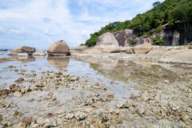 koh samui Tayland ada. Sahilde kaya yığını