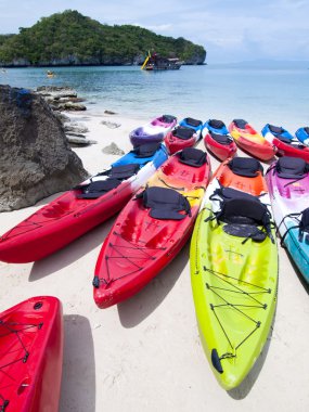 kayaklar üzerinde tropikal plaj, samui Adası, Tayland