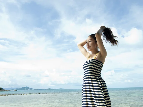 stock image Asian Women smile on the Beach