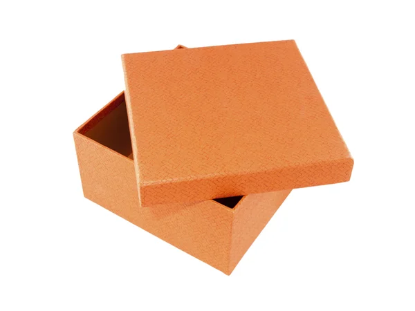 Oranje doos op witte achtergrond — Stockfoto