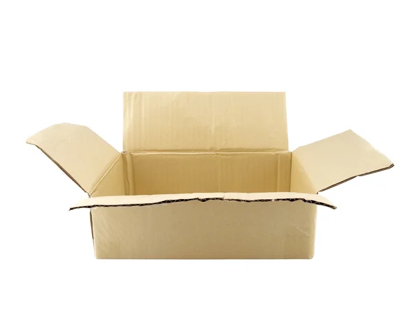 Lege kartonnen doos geïsoleerd op de witte achtergrond — Stockfoto