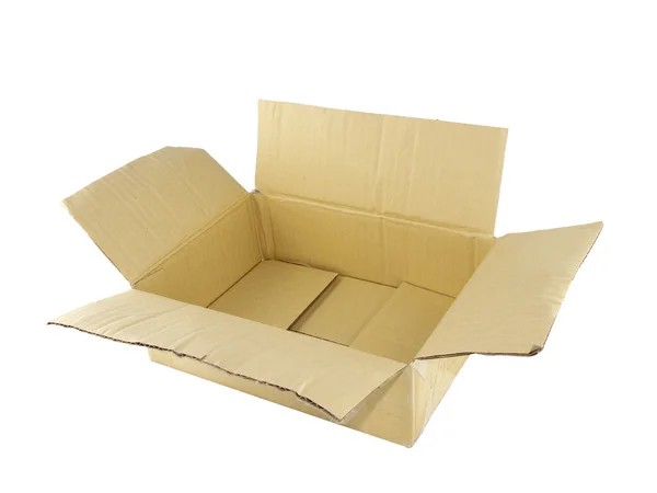 Puste pudełko kartonowe izolowane na białym tle — Zdjęcie stockowe