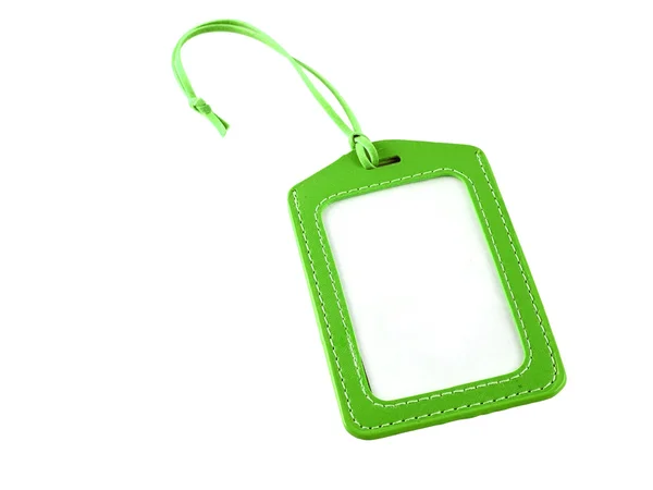 Obraz zielony skórzany etykiet izolować na biały — Zdjęcie stockowe