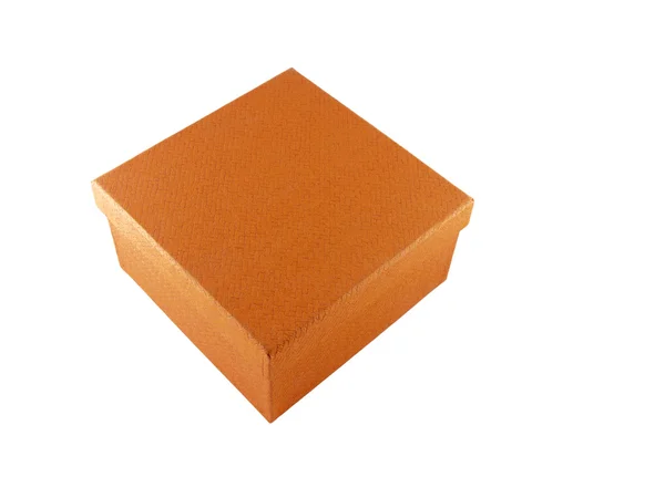 Pomarańczowy pudełko na białym tle — Zdjęcie stockowe