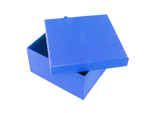 白い背景の青い箱 — ストック写真