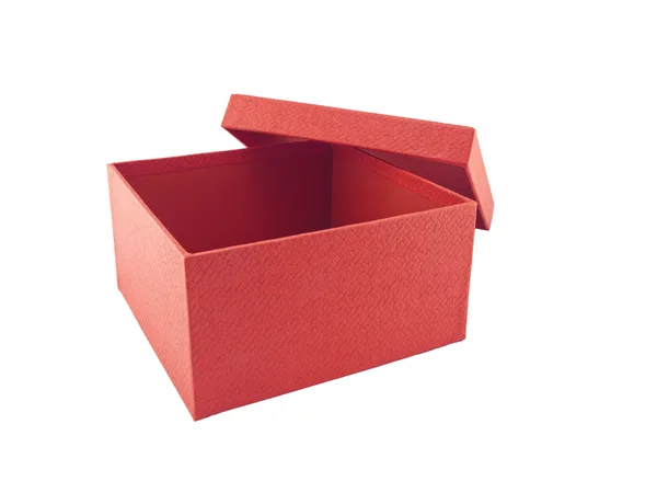 Boîte rouge sur fond blanc — Photo