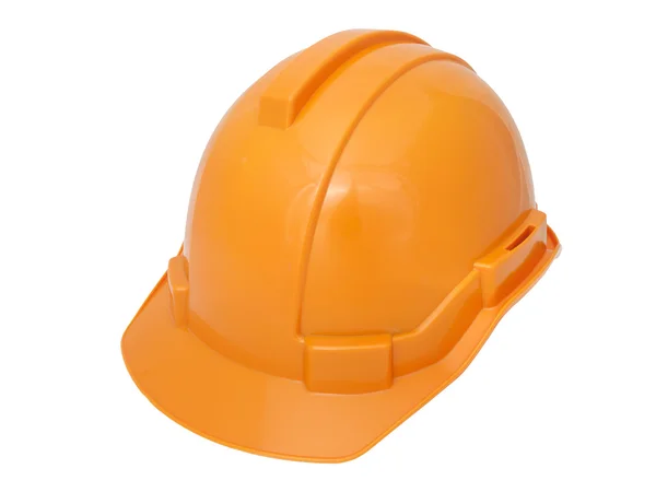 Оранжевый защитный шлем на белом — стоковое фото