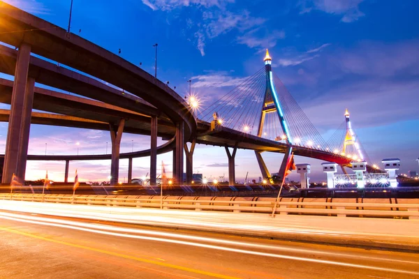 Bhumibol Bridge, The Industrial Ring Road Bridge in Bangkok. Lon — Stock Photo, Image