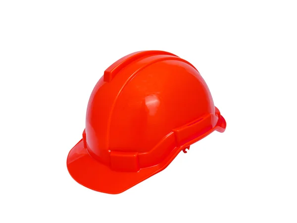 白で隔離される赤い安全ヘルメット — ストック写真