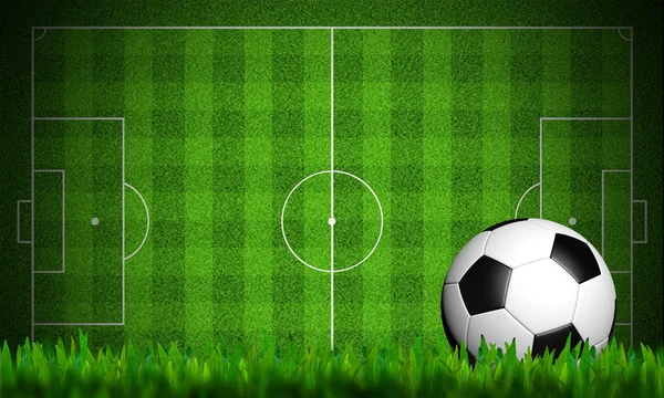 Football in green grass on white background — Stock Photo, Image