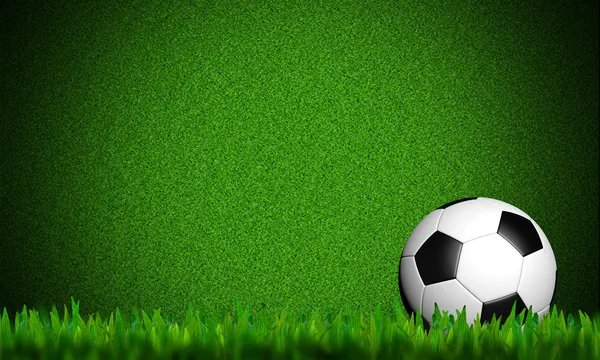 足球运动在白色背景上的绿草 — 图库照片