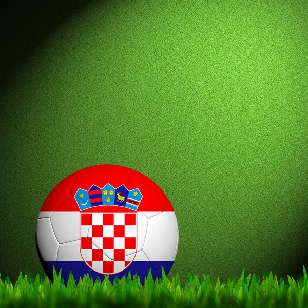 3D ποδοσφαίρου Κροατία σημαία κορακίστικα στο πράσινο γρασίδι — Φωτογραφία Αρχείου