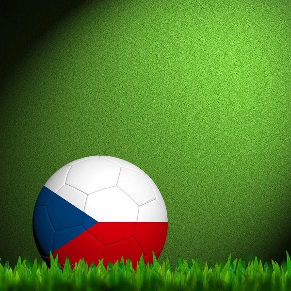 Futebol 3D bandeira tcheca Patter na grama verde — Fotografia de Stock