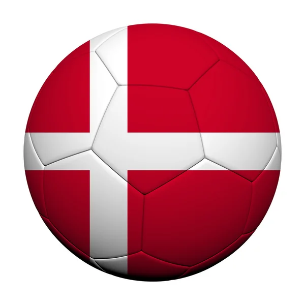 丹麦国旗图案 3d 渲染的足球球 — 图库照片