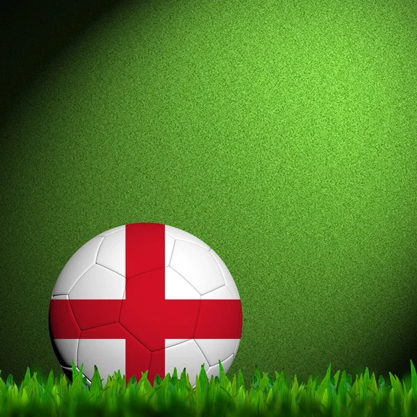 3D ποδοσφαίρου Αγγλίας σημαία κορακίστικα στο πράσινο γρασίδι — Φωτογραφία Αρχείου