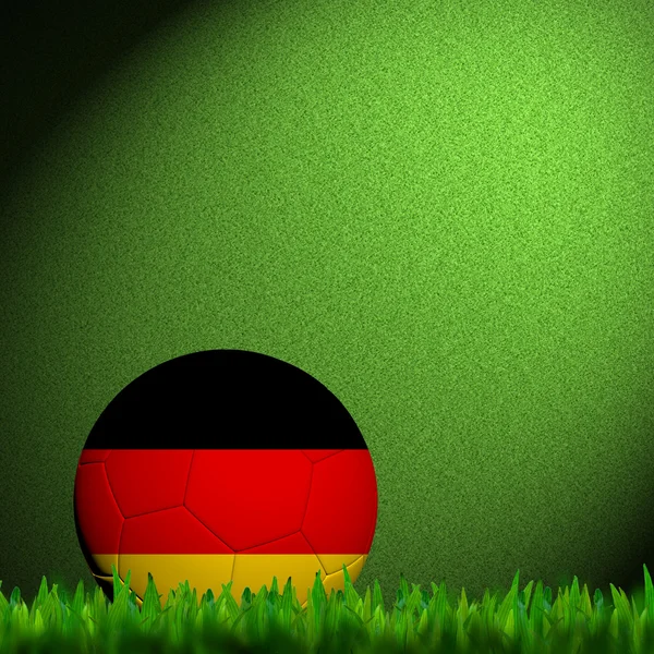 3D piłka nożna Niemcy flaga patter w zielonej trawie — Zdjęcie stockowe
