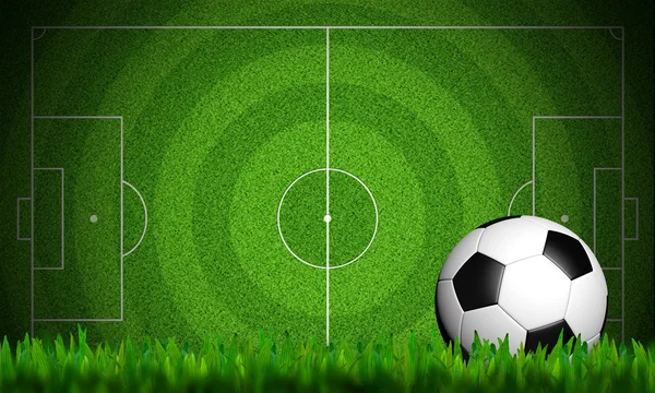 Voetbal in groen gras op witte achtergrond — Stockfoto