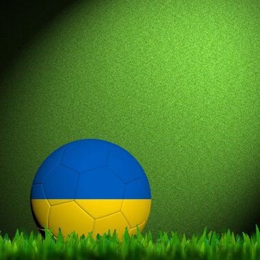 3D futbol Ukrayna bayrağı yeşil çim pıtırtı