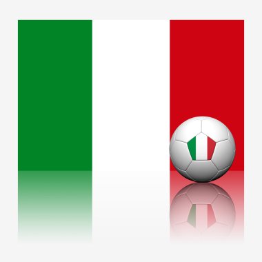 İtalya Futbol futbol ve bayrağı ile beyaz zemin üzerine yansıtmak