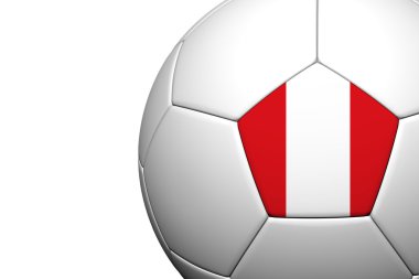 Peru bayrak deseni 3d render bir futbol topu üzerinde beyaz izole