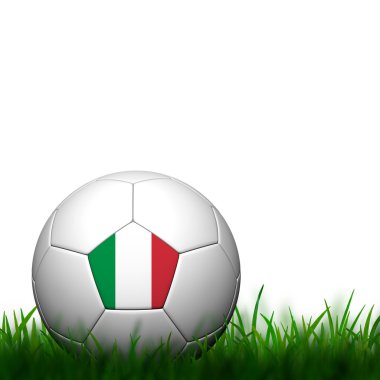 3D futbol İtalya bayrak beyaz zemin üzerine yeşil çim pıtırtı