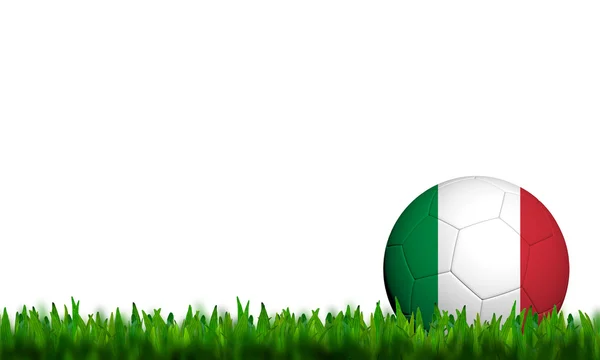3D ποδοσφαίρου Ιταλία σημαία κορακίστικα στο πράσινο γρασίδι σε λευκό φόντο — Φωτογραφία Αρχείου