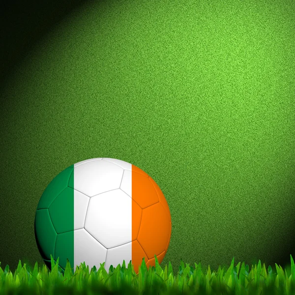 3D Football Ireland Flag Patter in green grass — Zdjęcie stockowe