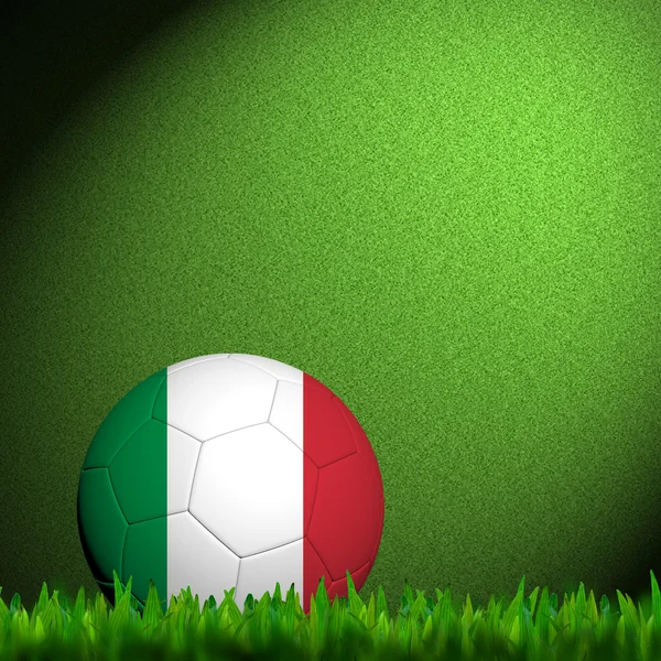 3d 足球意大利国旗模式在绿草中 — 图库照片