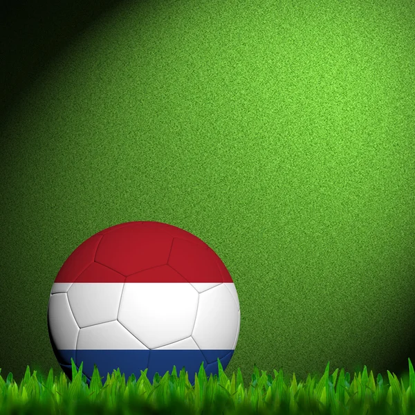 3D ποδοσφαίρου ολλανδική σημαία κορακίστικα στο πράσινο γρασίδι — Φωτογραφία Αρχείου