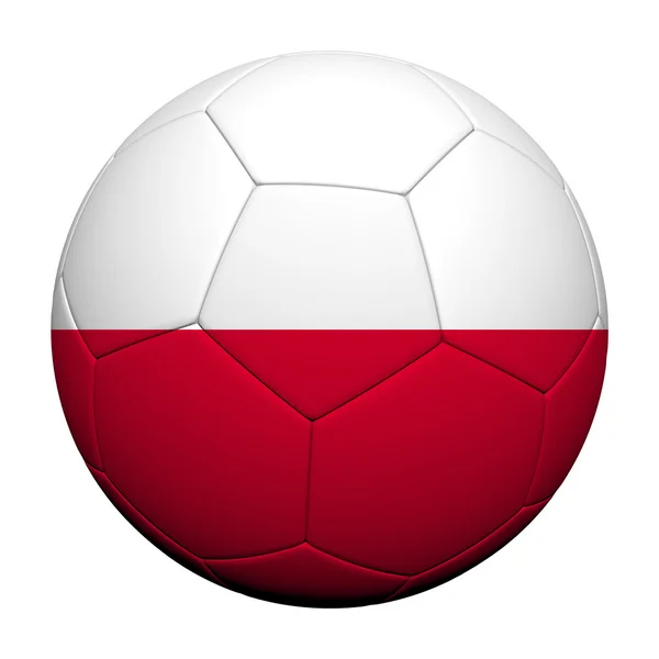 Polonya bayrak deseni 3d render bir futbol topu — Stok fotoğraf