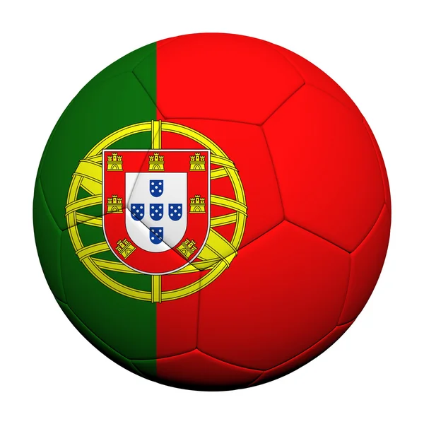 Porgutal 国旗图案 3d 渲染的足球球 — 图库照片
