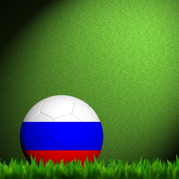 Patter bandera de Rusia de fútbol 3D en hierba verde —  Fotos de Stock