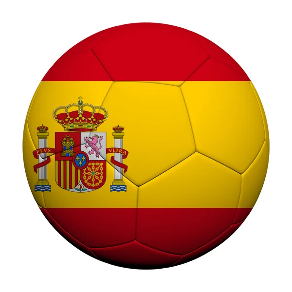 スペインの旗のパターン、サッカー ボールの 3 d レンダリング — ストック写真