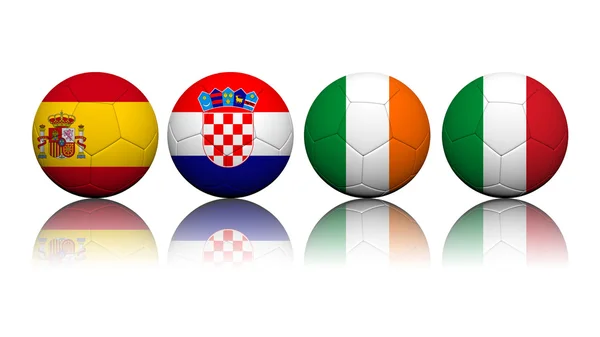 3D-rendering voetballen met vlag patroon, Europees voetbal cha — Stockfoto