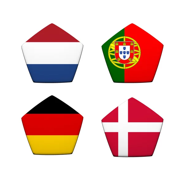 3D рендеринг часть футбольного мяча с рисунком флага, Европейский S — стоковое фото