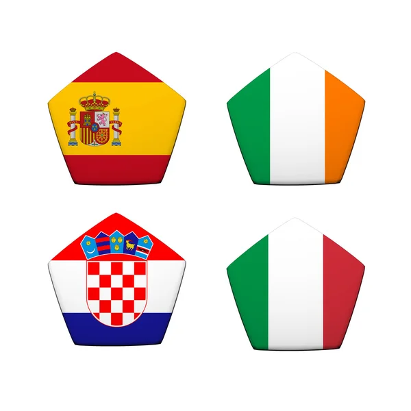 3D рендеринг часть футбольного мяча с рисунком флага, Европейский S — стоковое фото