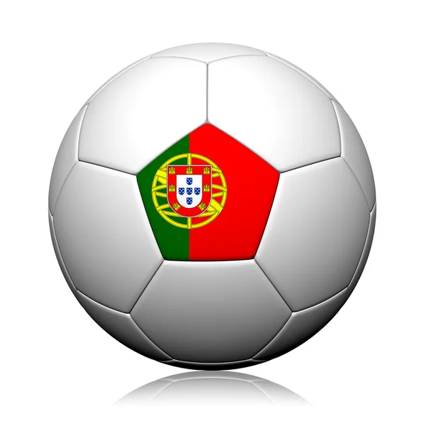 Portugal flagga mönster 3d-rendering av en fotboll — Stockfoto