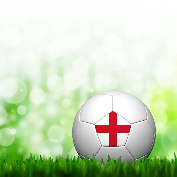 3D ποδοσφαίρου Αγγλίας σημαία κορακίστικα στο πράσινο γρασίδι και φόντο — Φωτογραφία Αρχείου
