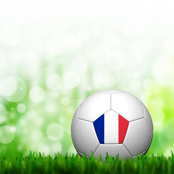 法国国旗模式在绿草和背景中的 3d 足球 — 图库照片