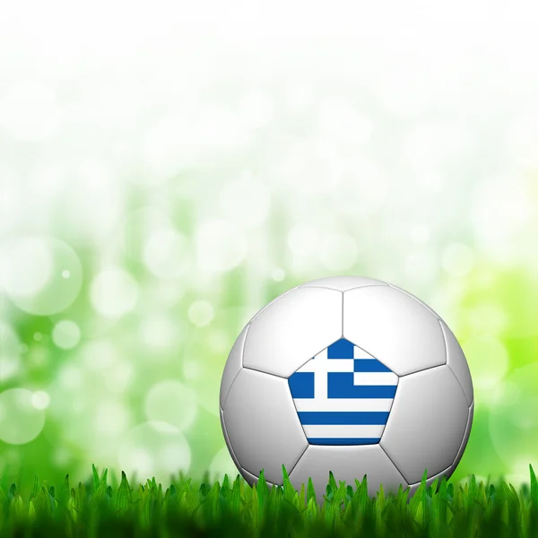 3D fotboll Grekland flaggan smattra i grönt gräs och bakgrund — Stock fotografie