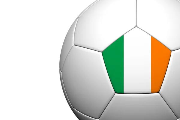Σημαία της Ιρλανδίας μοτίβο 3d rendering μιας μπάλας ποδοσφαίρου — Φωτογραφία Αρχείου
