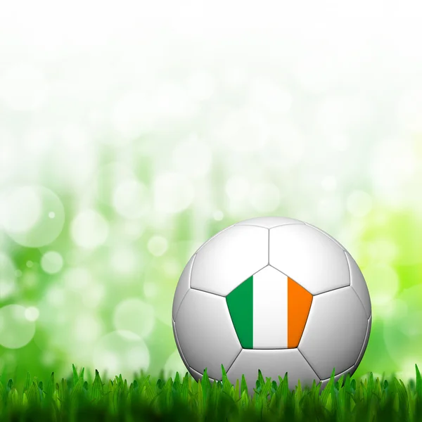 3D fotboll Irland flagga smattra i grönt gräs och bakgrund — Stockfoto