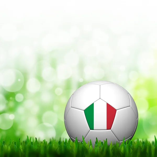 3d 足球意大利国旗的绿草和背景模式 — 图库照片