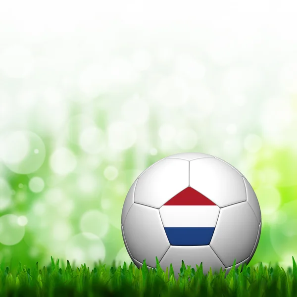 3d 足球荷兰国旗模式在绿草和艾菲尔铁塔的背景 — 图库照片