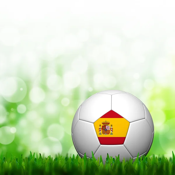 Fútbol 3D Bandera de España Patter en hierba verde y fondo — Foto de Stock