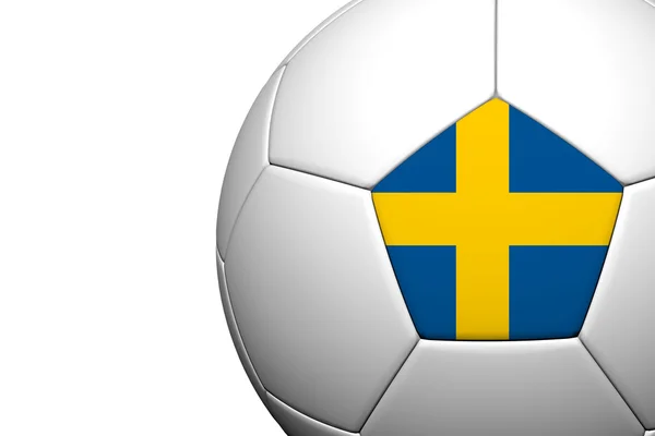 Suède Drapeau Motif 3d rendu d'un ballon de football — Photo