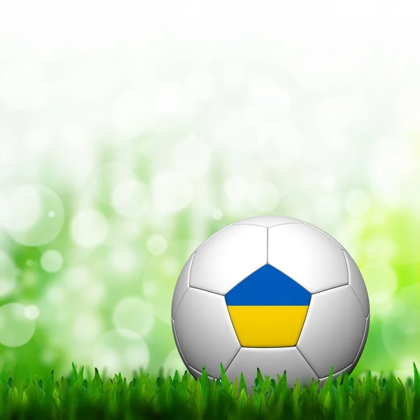 3d 足球乌克兰国旗模式的绿草和背景 — 图库照片