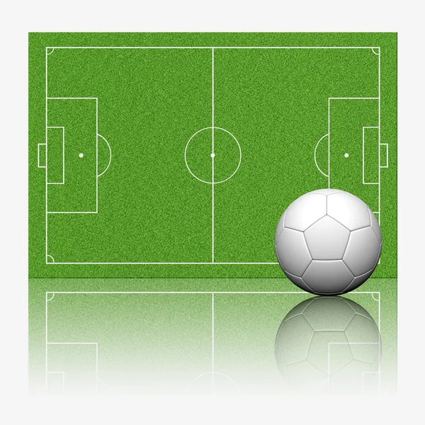 3D voetbal voetbal met weerspiegelen op witte achtergrond — Stockfoto