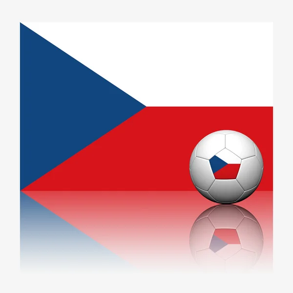 Чешский футбол и чешский флаг с размышлениями на белом фоне — стоковое фото